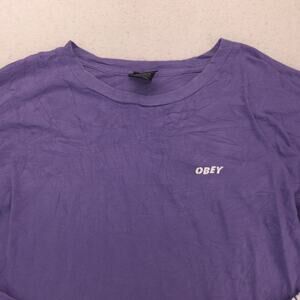 Obey Casual Crew Neck Long Sleeve Graphic Shirt Mens Size Medium M Purple